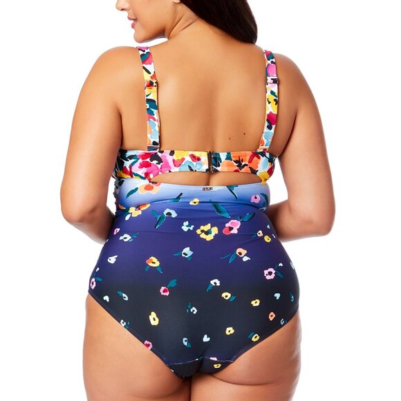 Anne Cole Plus Gradient Floral Underwire Surplice One-Piece Swimsuit | Size 14 | - Picture 2 of 4